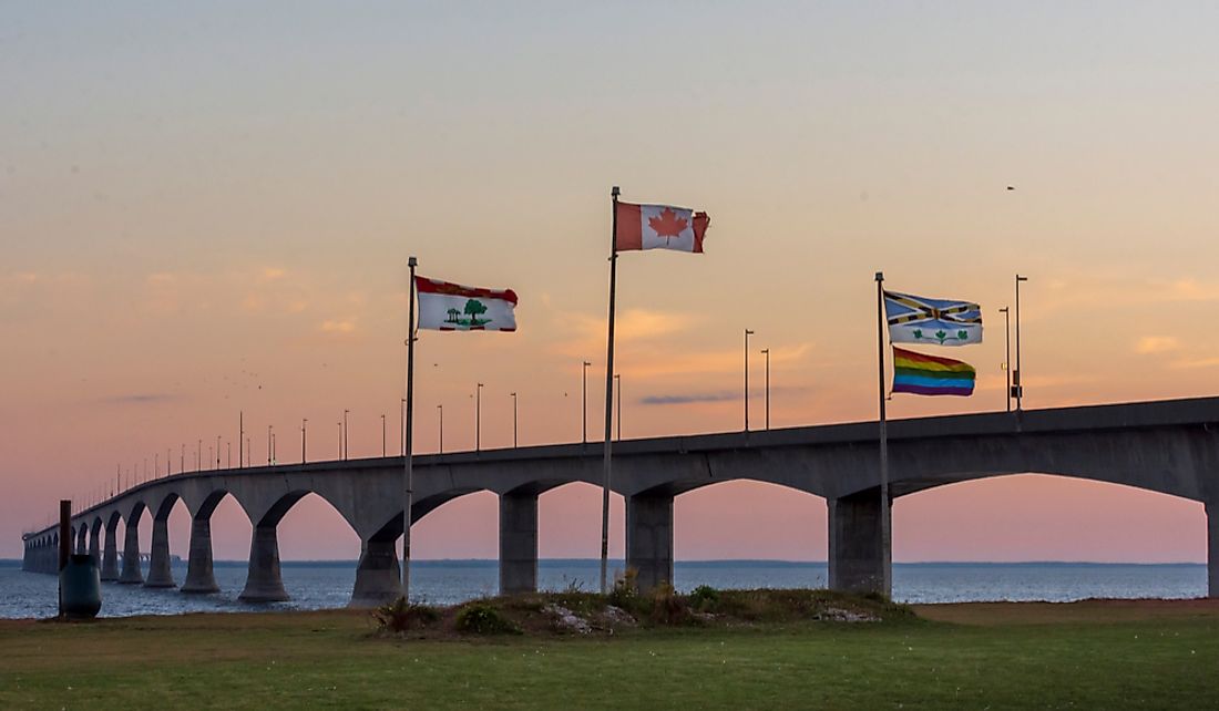 Confederation Bridge links New Brunswick and Prince Edward Island.