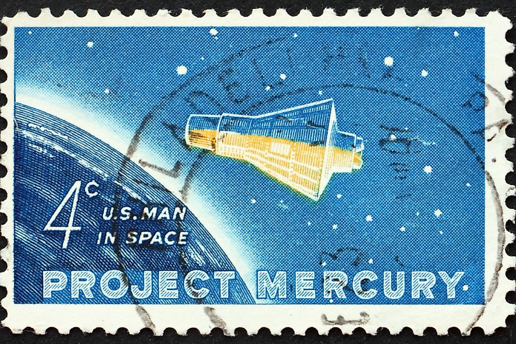 A stamp commemorating NASA's Project Mercury.