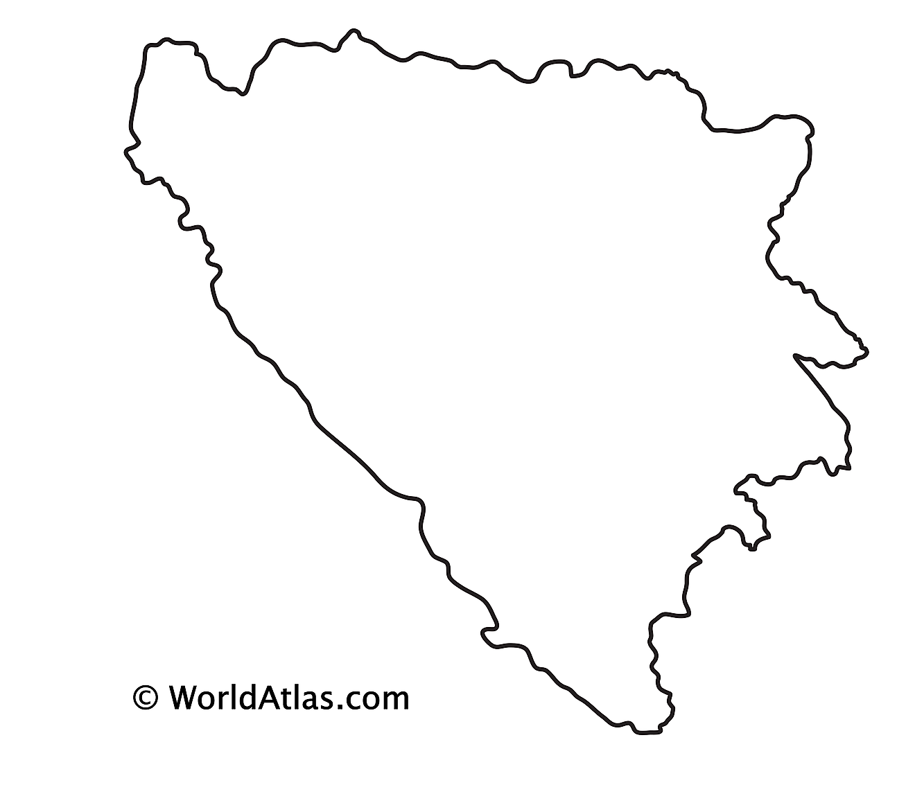 Mapa de contorno en blanco de Bosnia y Herzegovina