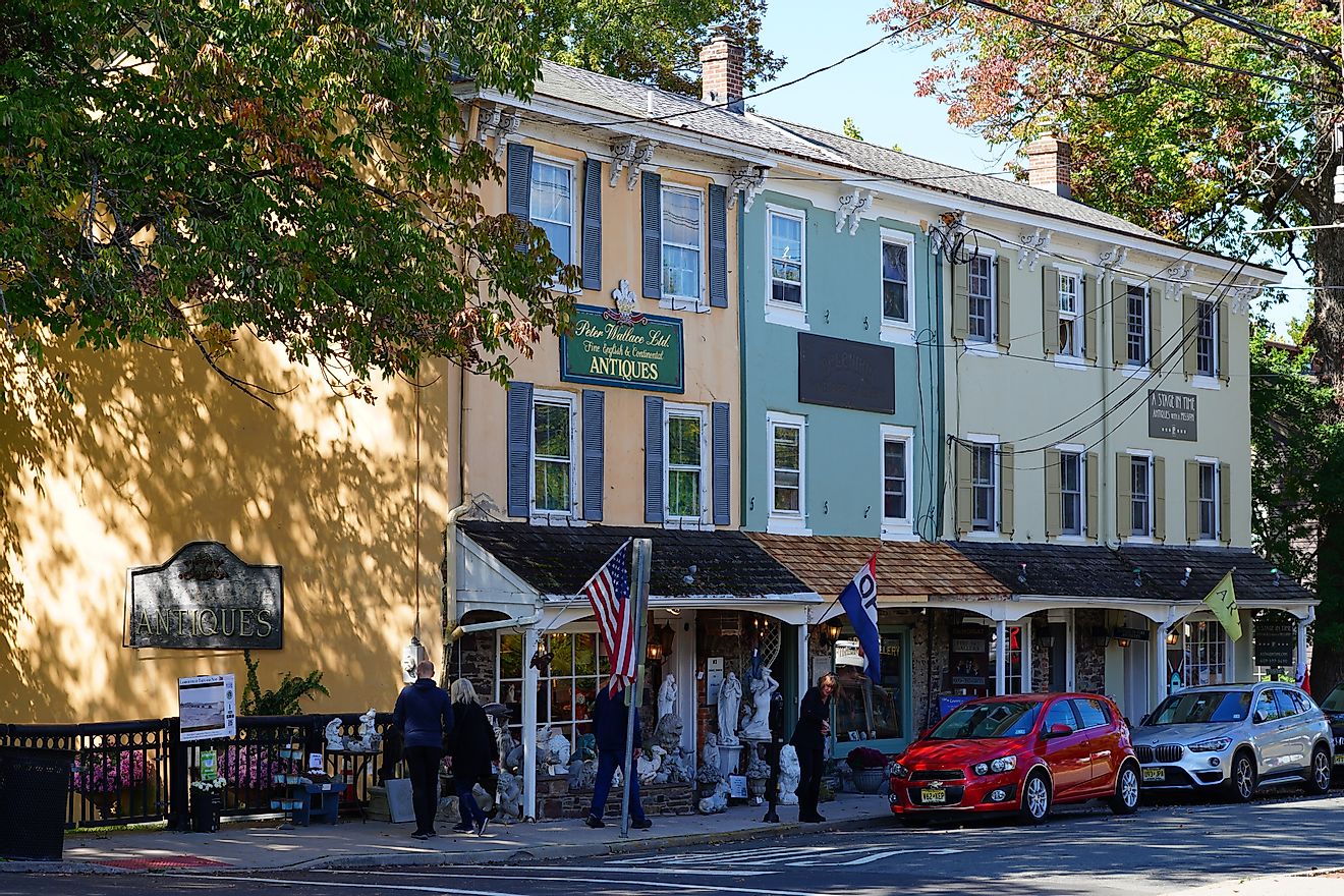 View of the charming historic town of Lambertville, New Jersey
