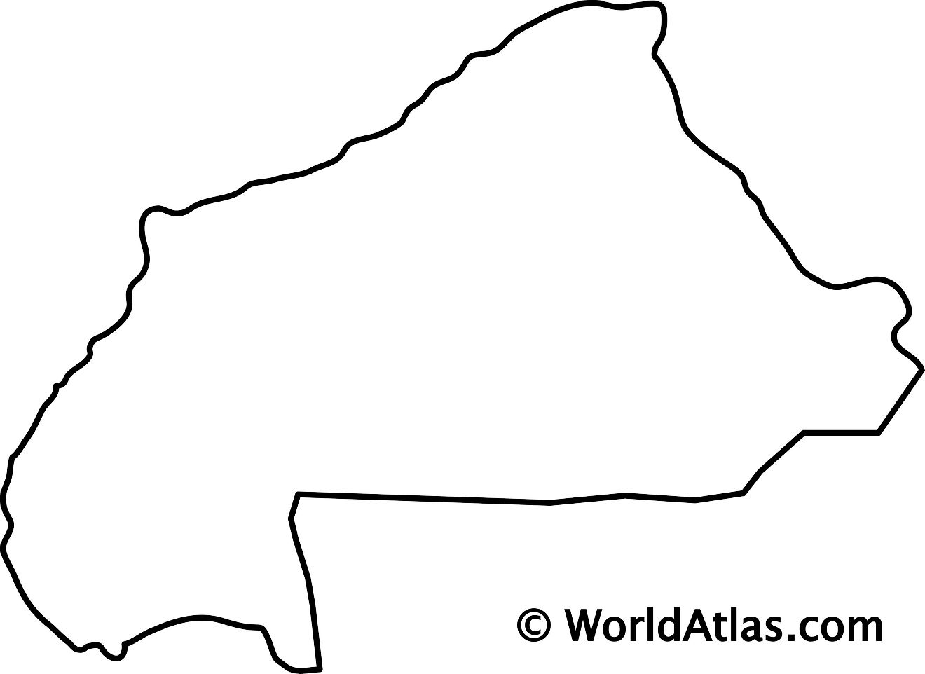 Mapa de contorno en blanco de Burkina Faso