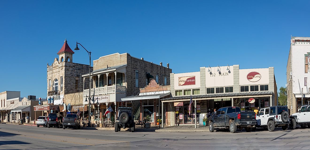 Bustling main street in Fredericksburg, Texas. Editorial credit: travelview / Shutterstock.com