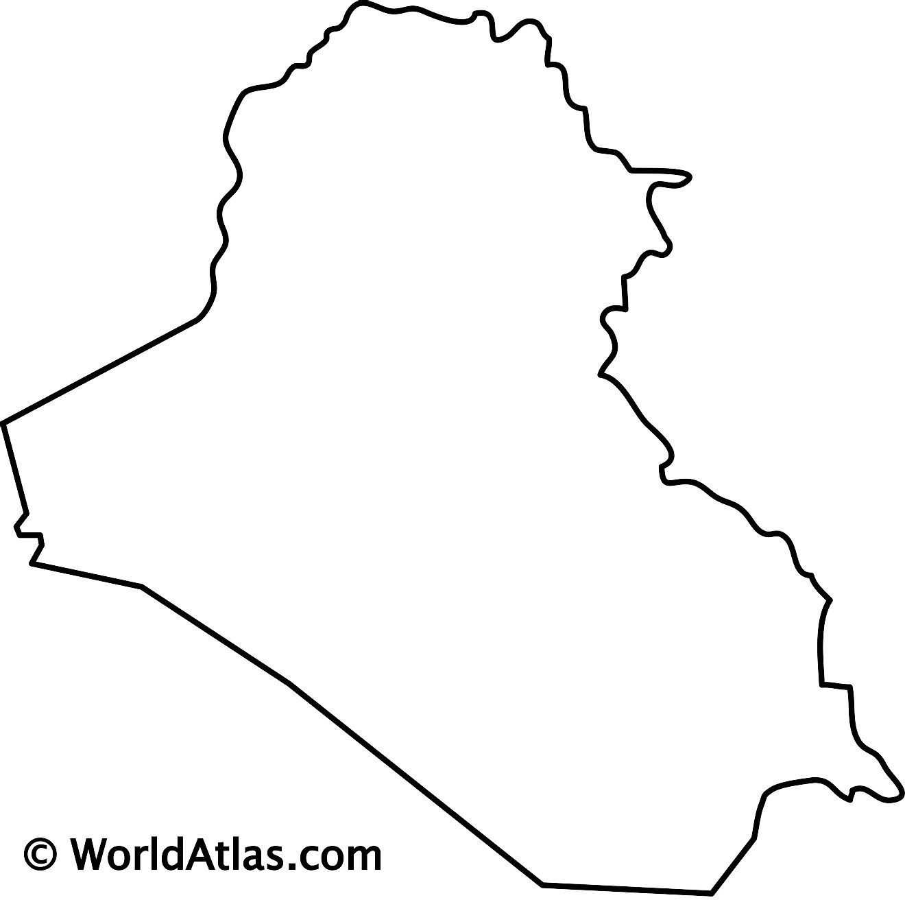Mapa de contorno en blanco de Irak