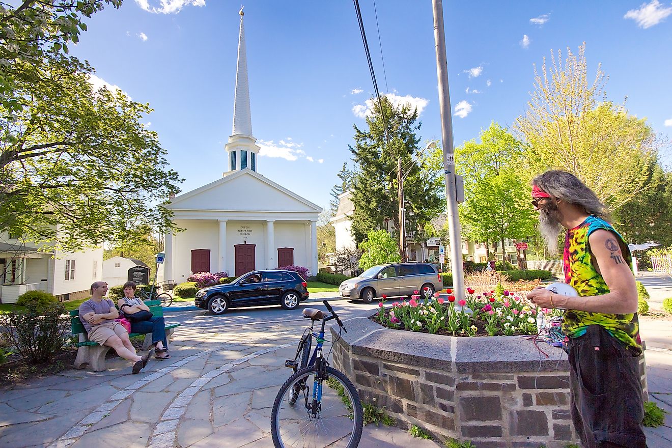 Town center at Woodstock, New York, in the Catskill Mountains. Editorial credit: littlenySTOCK / Shutterstock.com