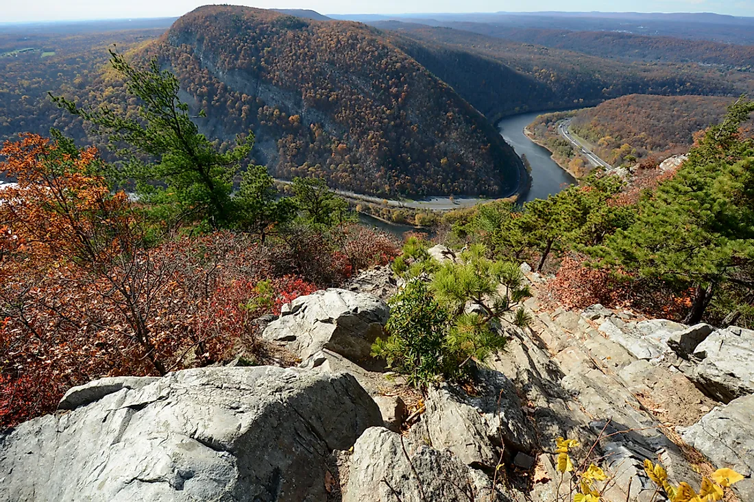 The Delaware Water gap in autumn. 