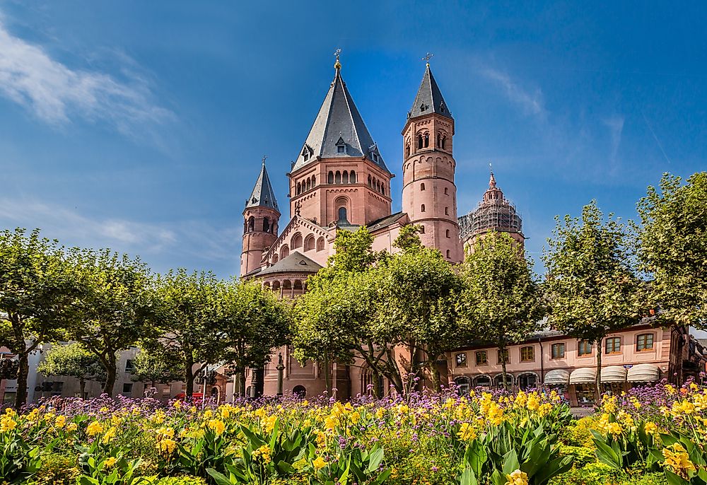 An ancient cathedral in Mainz, Germany. 