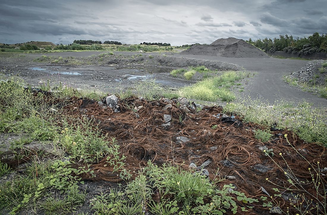 Brownfield land abandoned after commercial usage. 