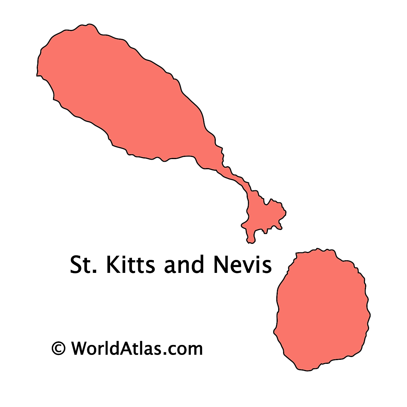 Outline Map of Saint Kitts and Nevis