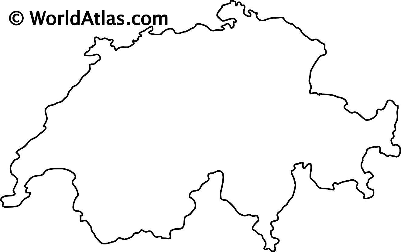 Blank Outline Map of Switzerland