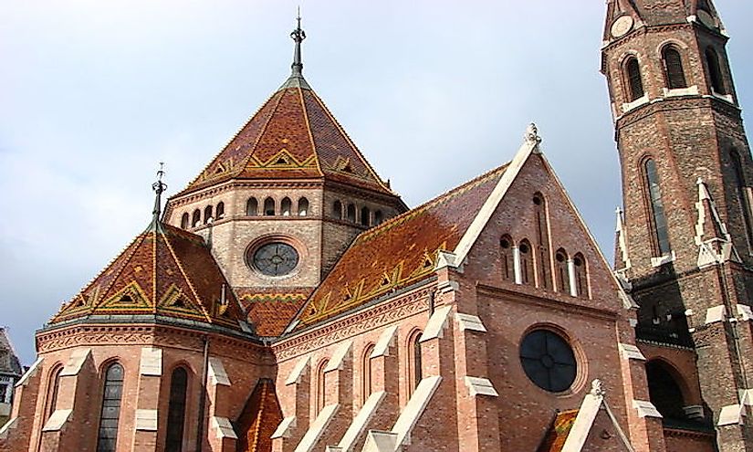 Church Facade along the Danube in Budapest, Hungary.