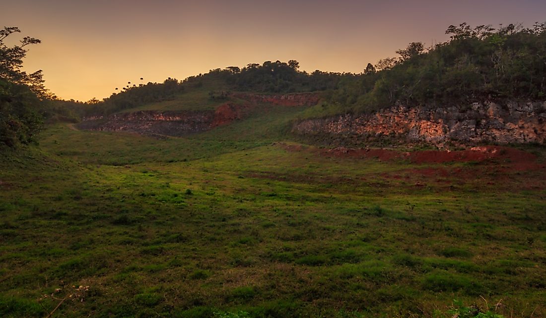 Reclaimed land at former Bauxite mine in St. Ann, Jamaica.