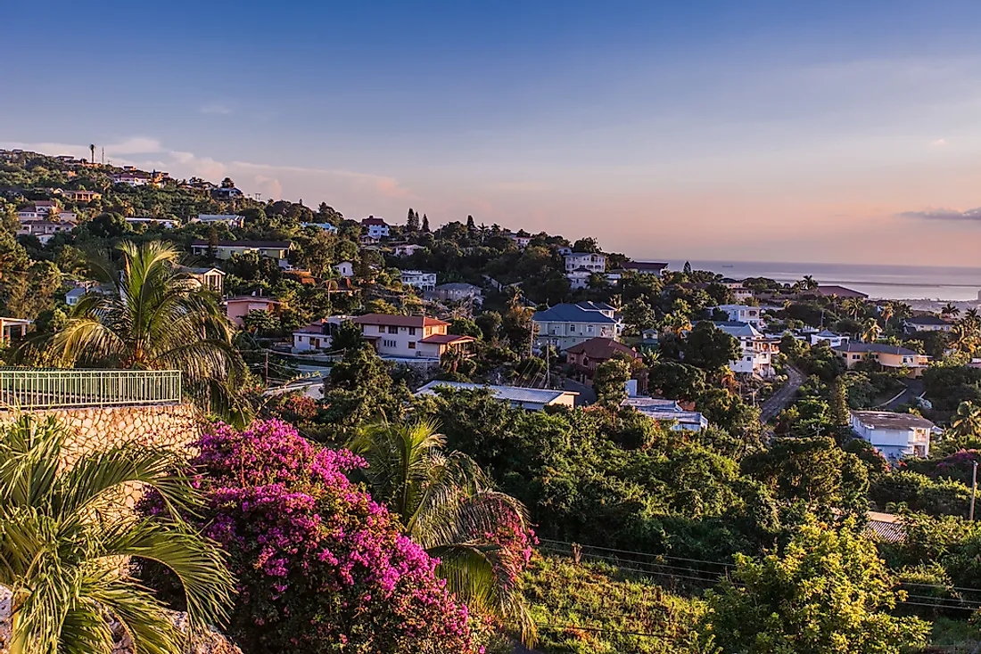 The skyline of Kingston, Jamaica. 