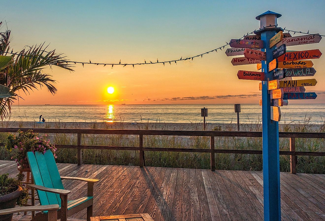 Where to sign on Bethany Beach boardwalk, Delaware. Image credit AZN Media via Shutterstock.