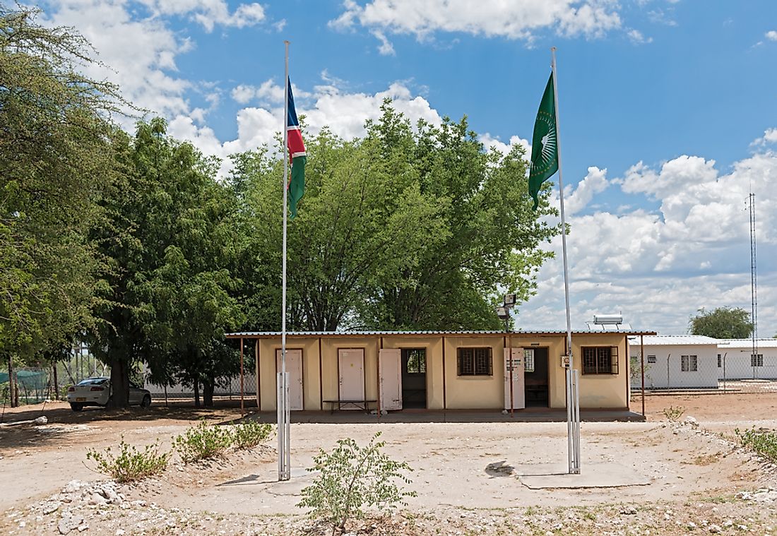 Border control between Botswana and Namibia. Editorial credit: Rainer Lesniewski / Shutterstock.com. 