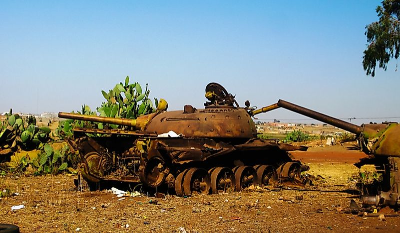 An old tank in Asmara, Eritrea. 