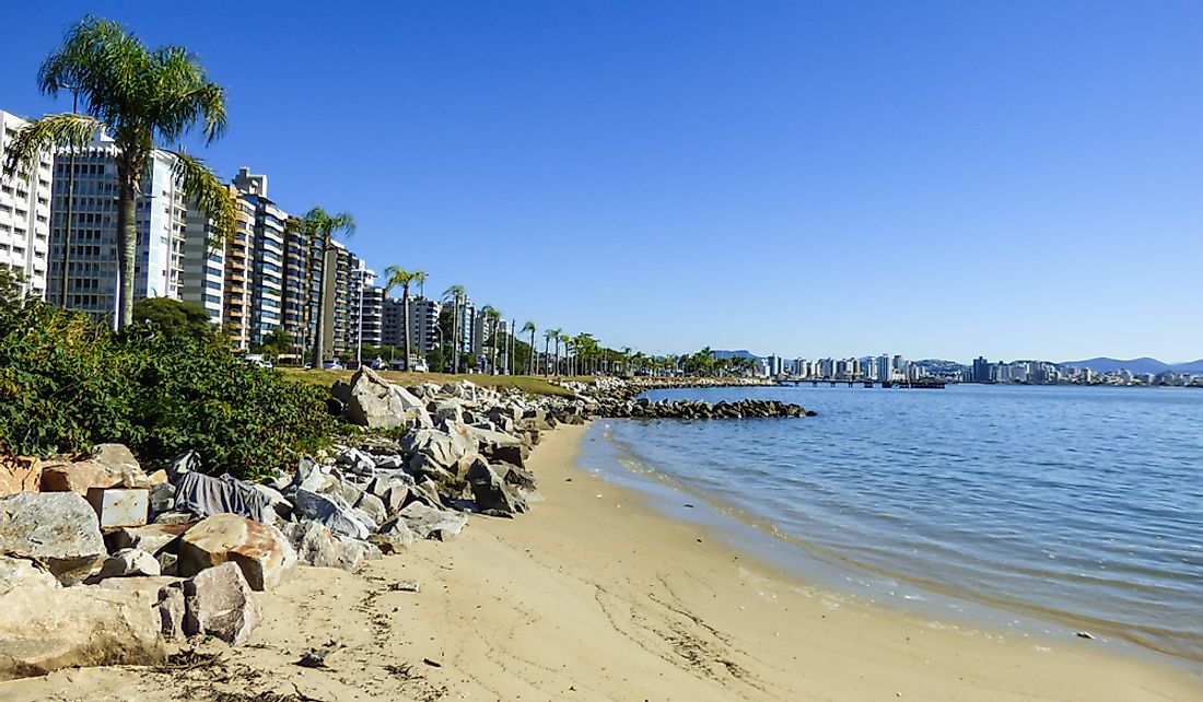 Buildings of Florianópolis along the Atlantic coast.