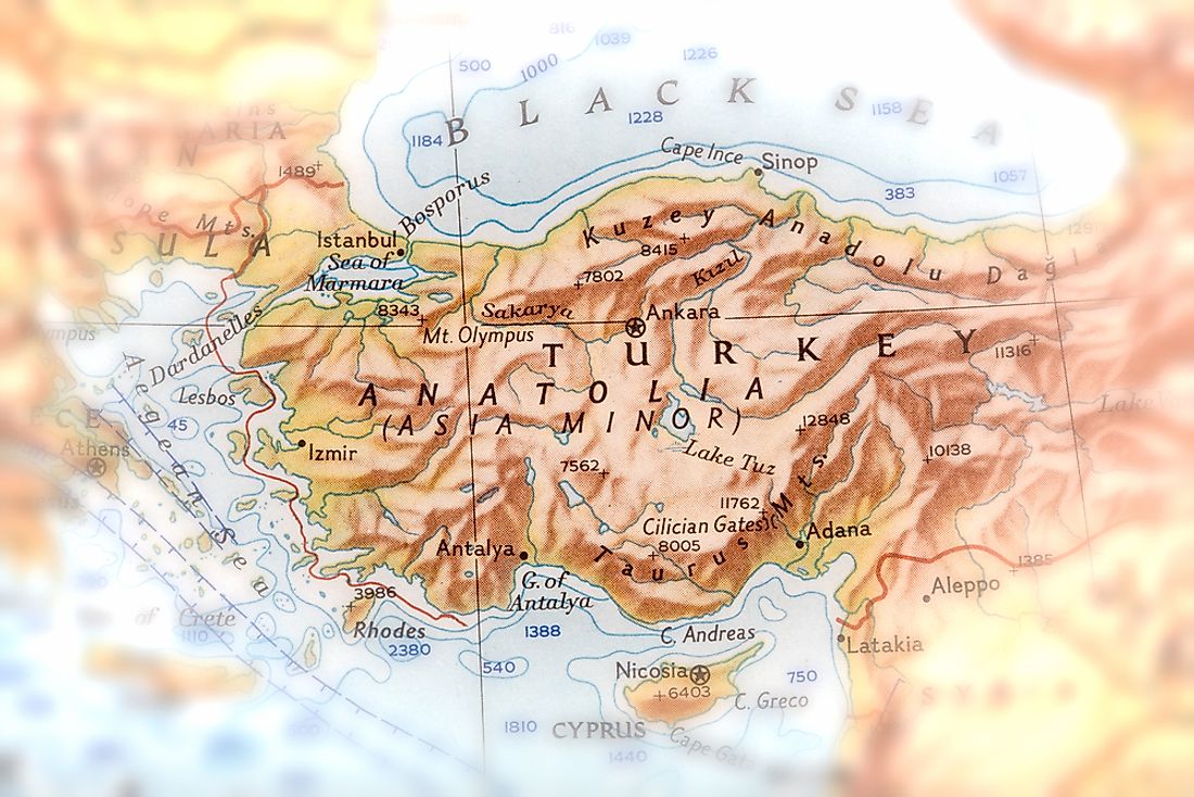 A map showing the area historically known as Asia Minor. 