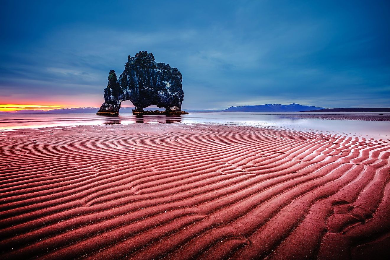 Spectacular scenery at Hvitserkur, Iceland 