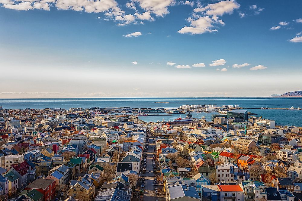 An aerial view of Reykjavik.