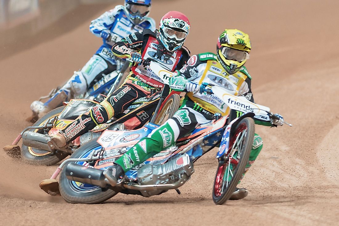 Speedway riders compete at the Speedway Grand Prix. Editorial credit: Stefan Holm / Shutterstock.com