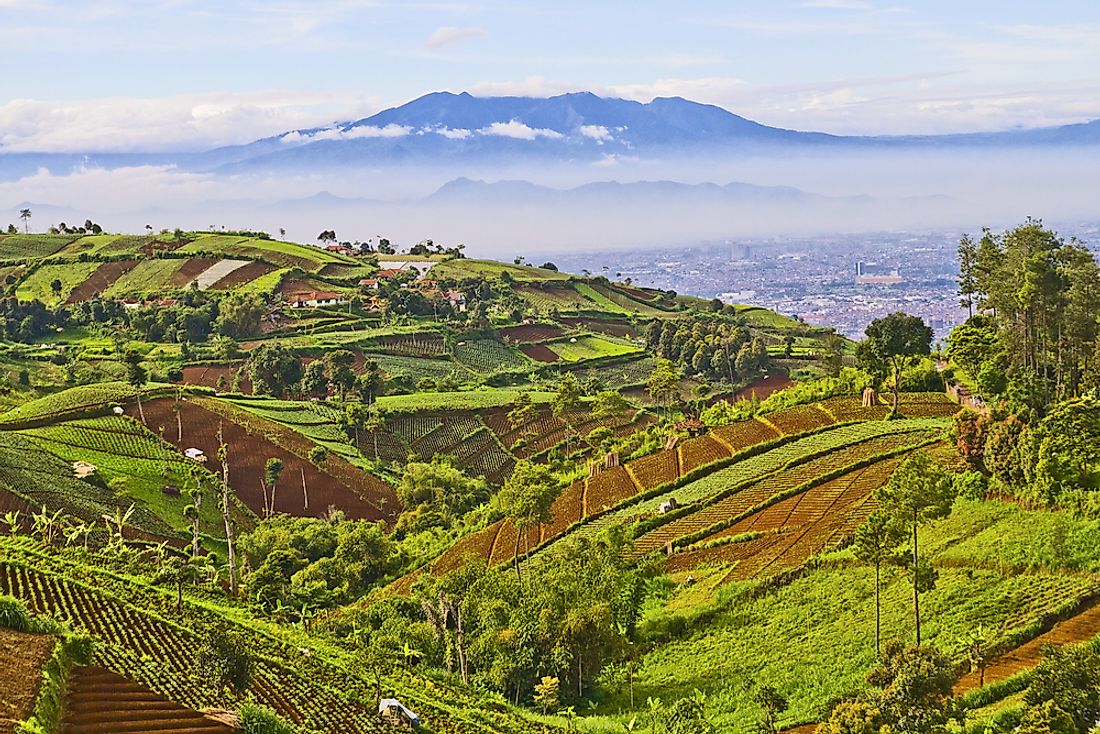View of Bandung, Indonesia on the island of Java. 