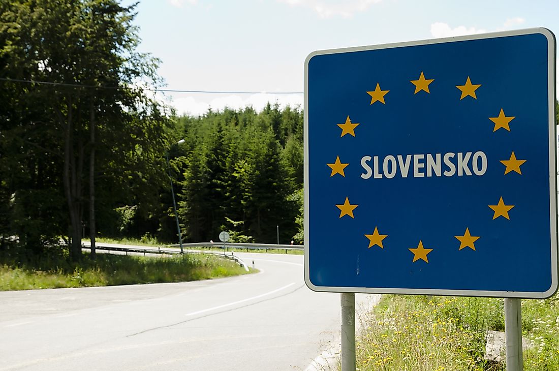 Slovakia border sign. 