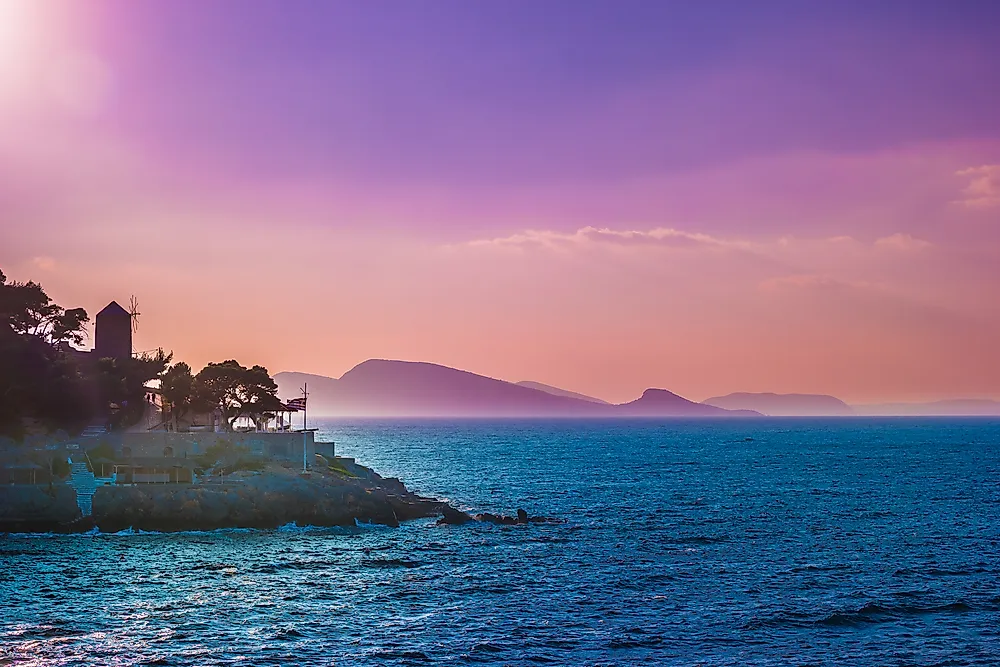 Myrtoan Sea near Hydra island. 