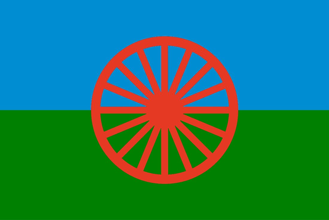 The flag of the Roma people. Many of the Roma people are considered to live a nomadic lifestyle. 