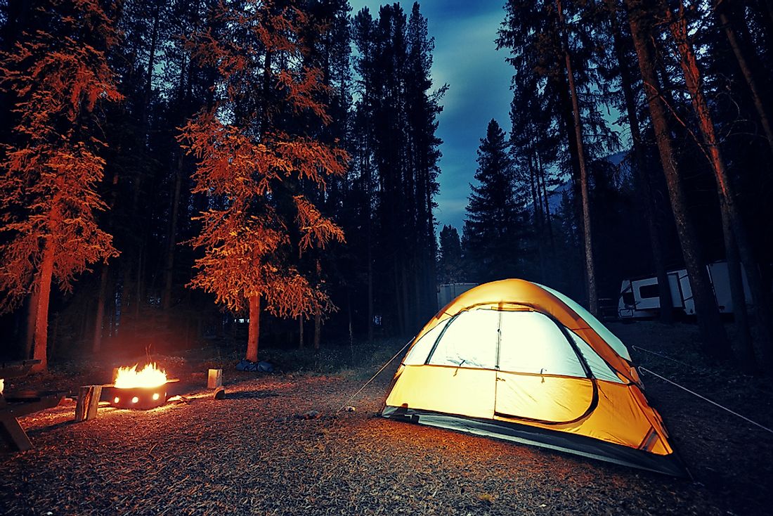 Camping is a favorite activity for Canadians in the summertime. 