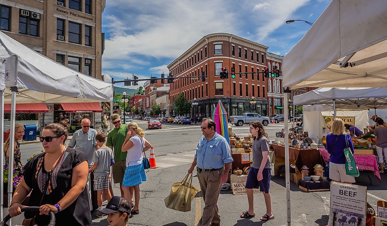 A produce market in Rutland, Vermont. (Editorial credit: Wirestock Creators / Shutterstock.com)