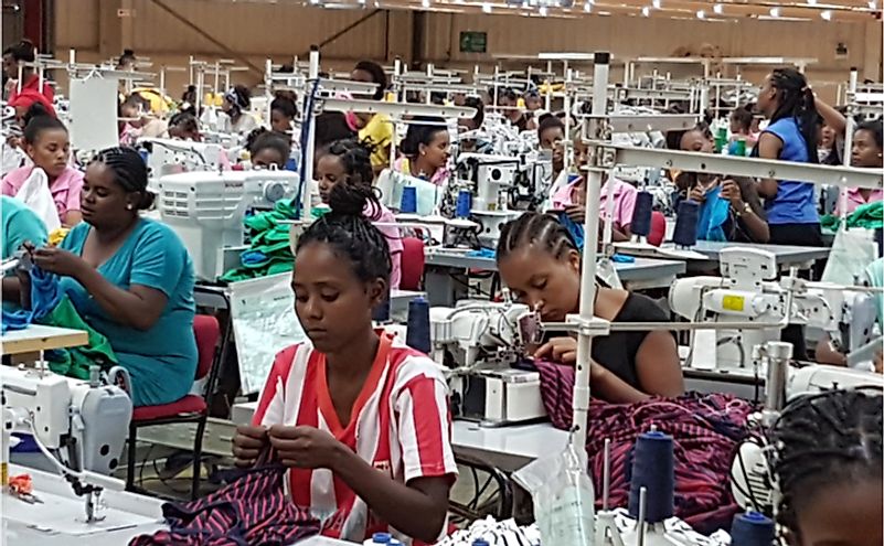 The women workers in the textile factory in the capital city Addis Ababa, Ethiopia. Editorial credit: Pinar Alver / Shutterstock.com