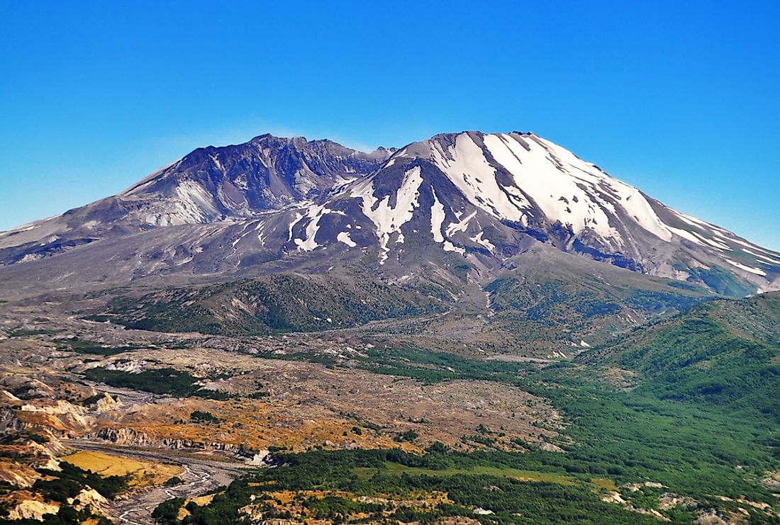 Mount St. Helens in Washington​, USA is an example of a volcanic mountain. 