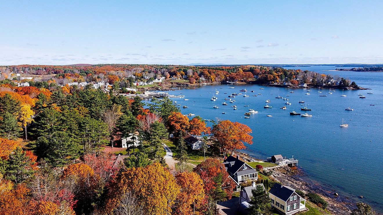 Aerial view of Camden, Maine.