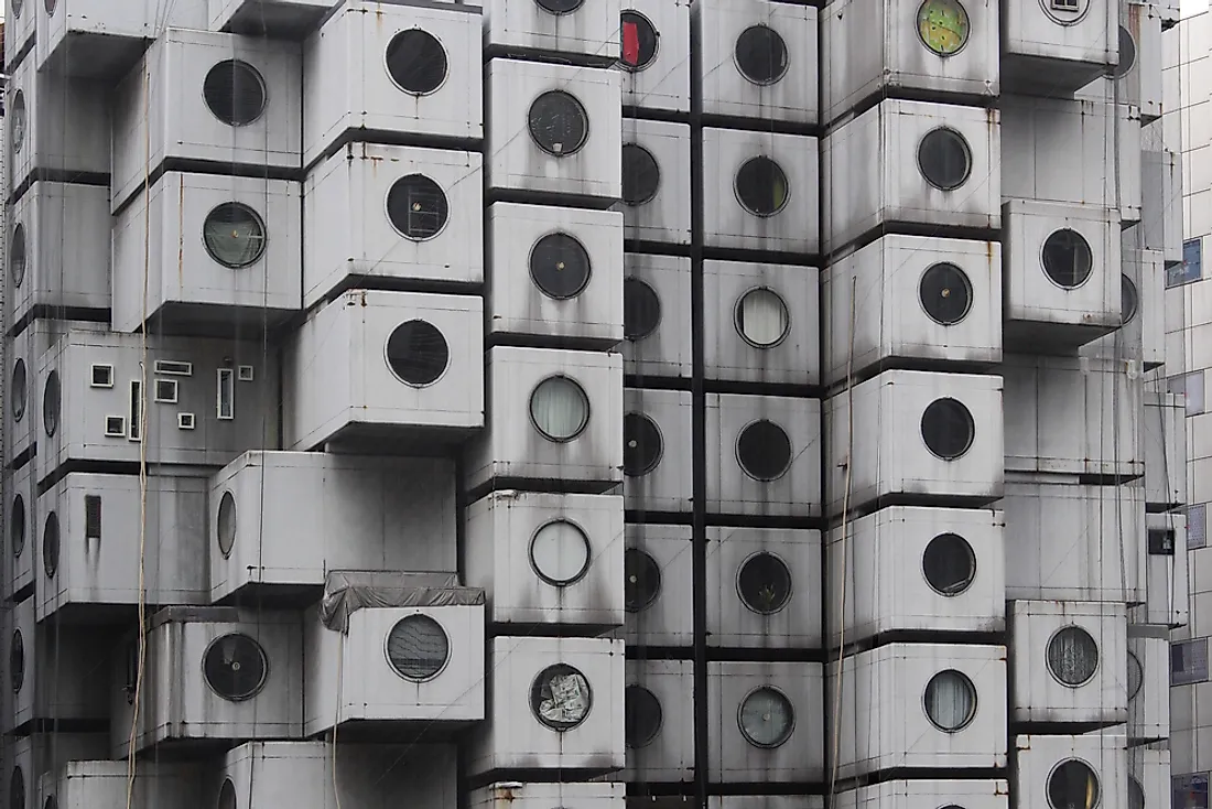 The Nagakin Capsule Hotel. Editorial credit: Ned Snowman / Shutterstock.com.