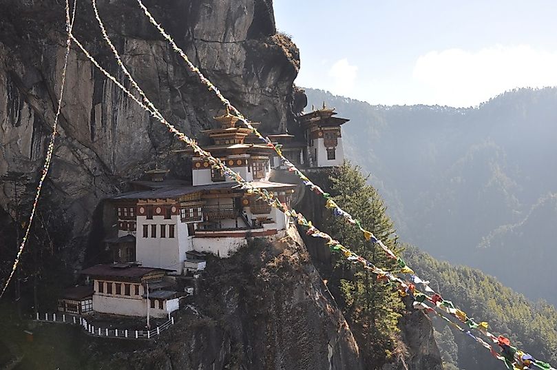 The Taktsang Palphug Monastery (a.k.a. the Tiger's Nest) is a Buddhist monastery in the Bhutanese Himalayas.