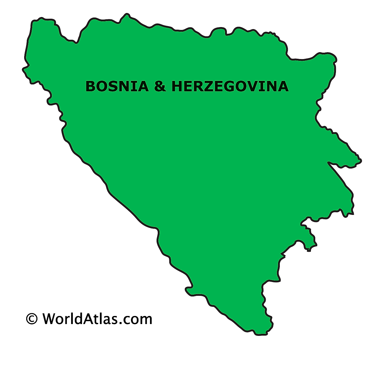 Mapa de contorno de Bosnia y Herzegovina