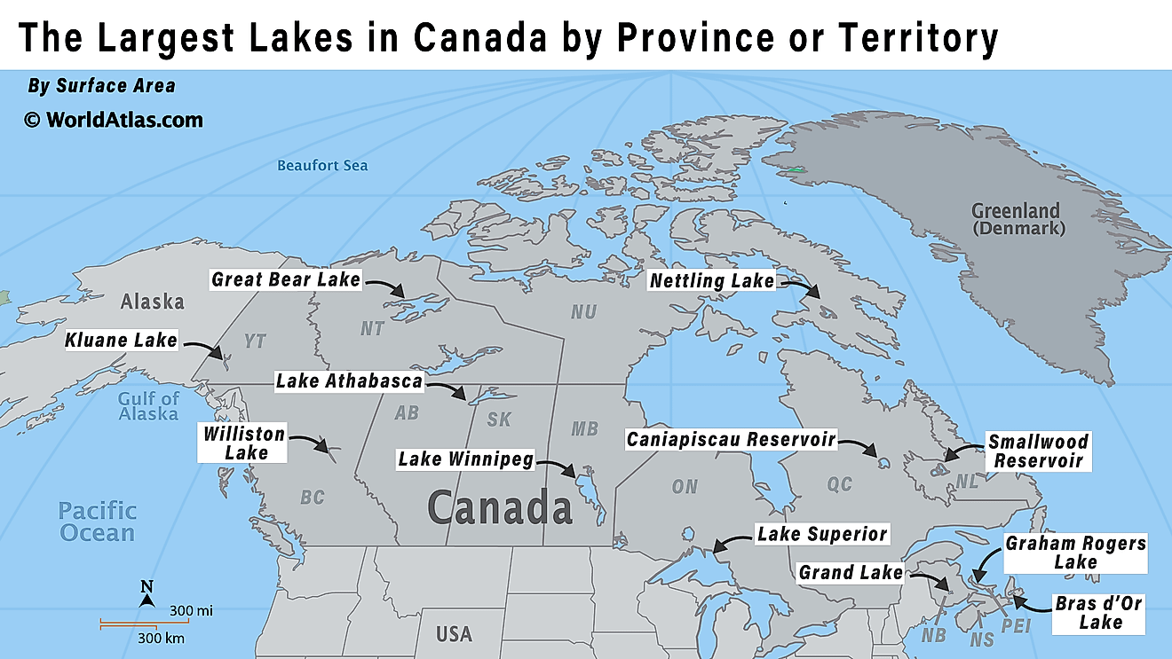 Lake Athabasca, shared by both Alberta and Saskatchewan, is the largest lake in both provinces. 