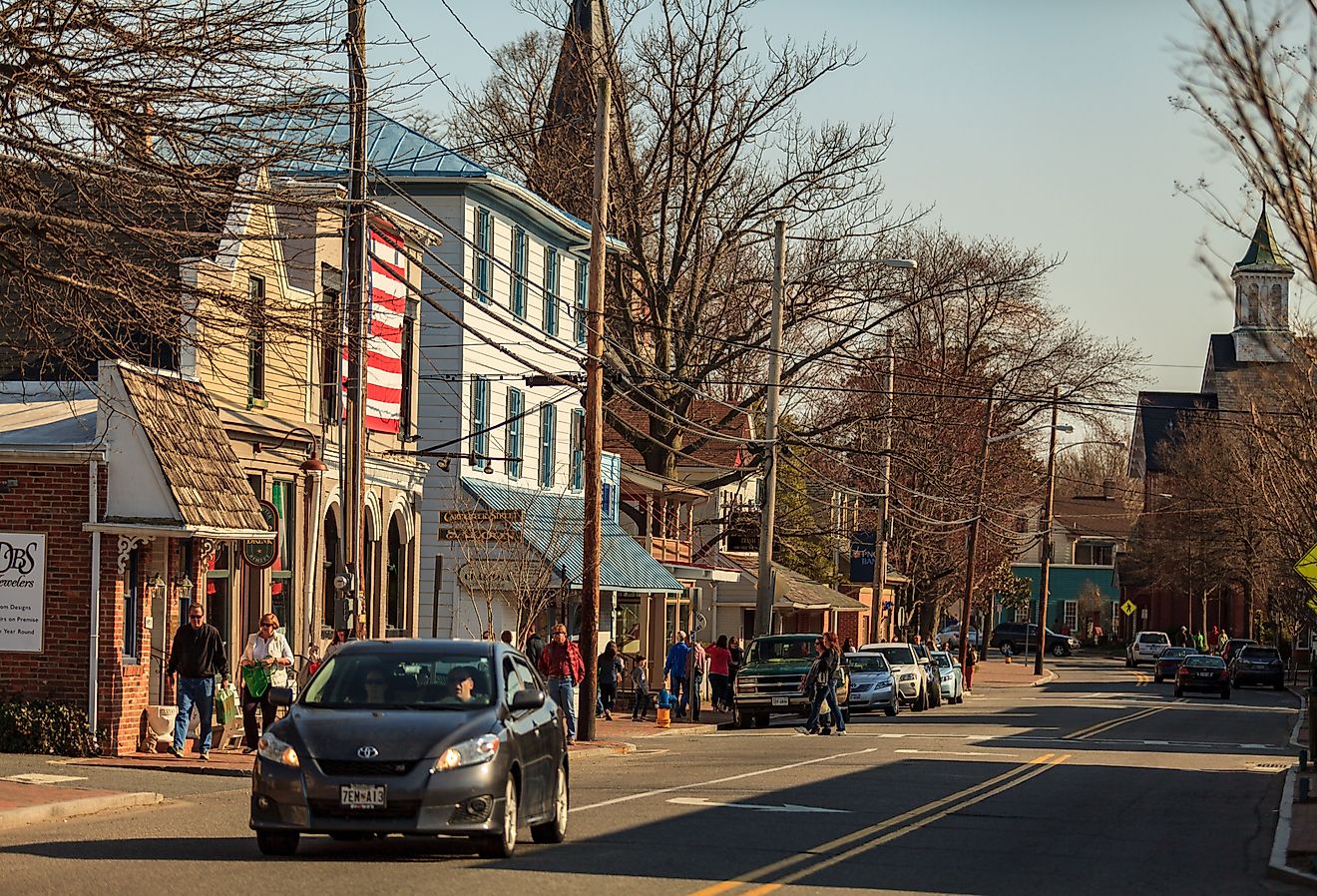 The Main Street of St Michaels, Maryland. Image credit George Sheldon via Shutterstock