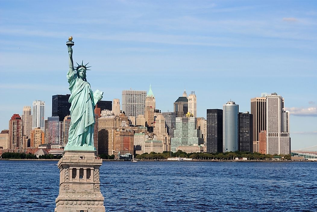 The Statue of Liberty on Liberty Island, New York City.