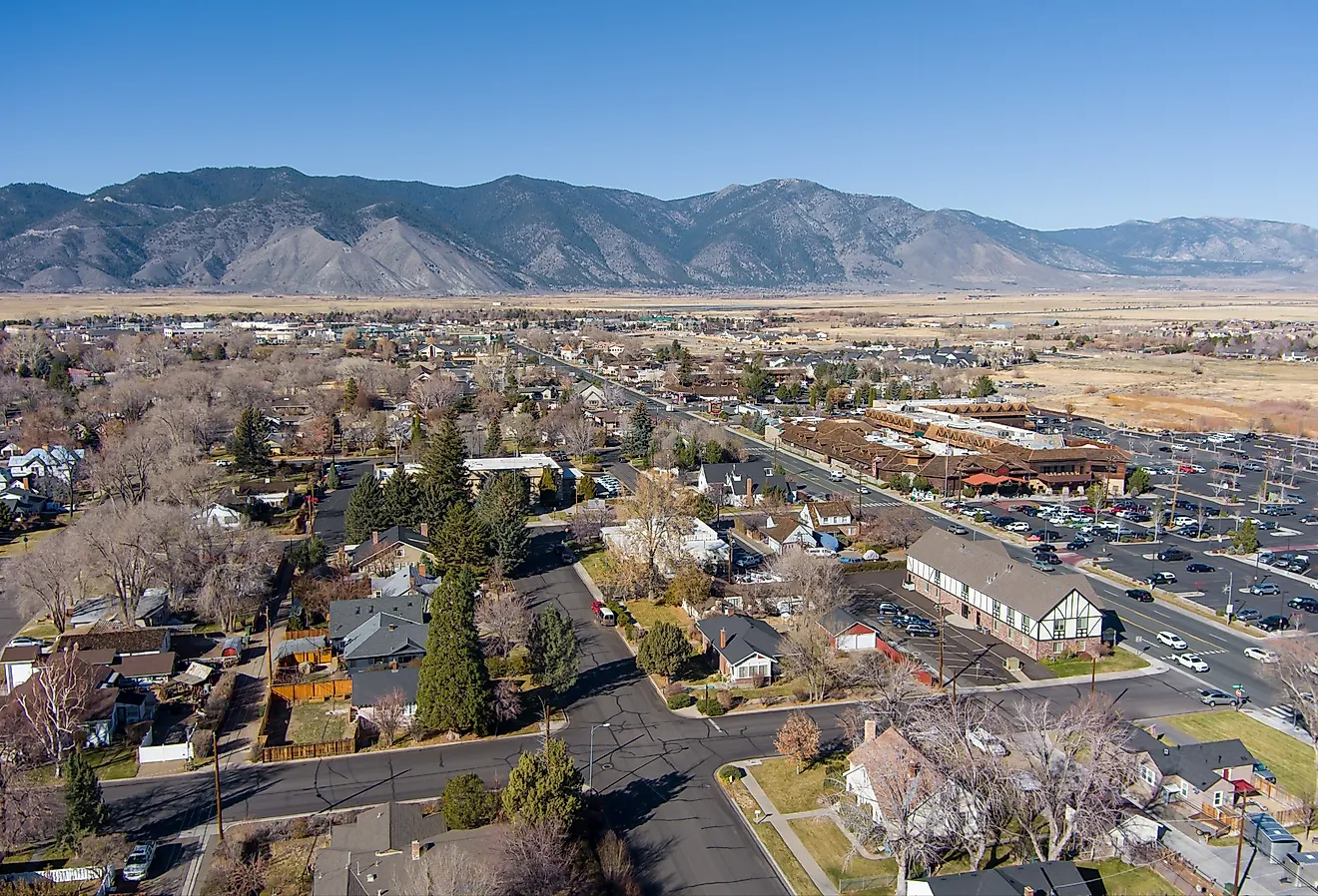 Aerial view of Minden and Gardnerville, Nevada. Editorial credit: Gchapel / Shutterstock.com