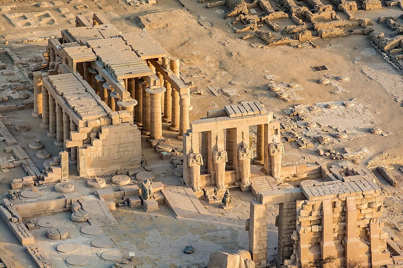 Aerial view of the Luxor Temple complex in Egypt.