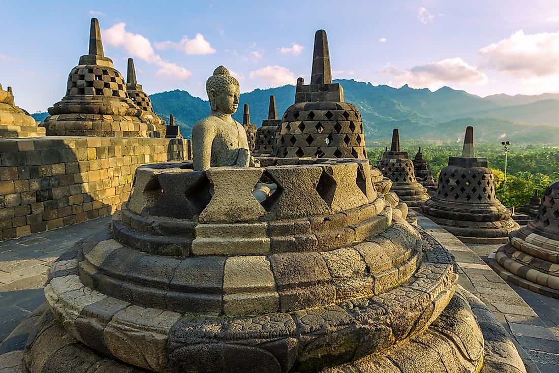 Borobudur, a famous Buddhist temple in Java, Indonesia. 