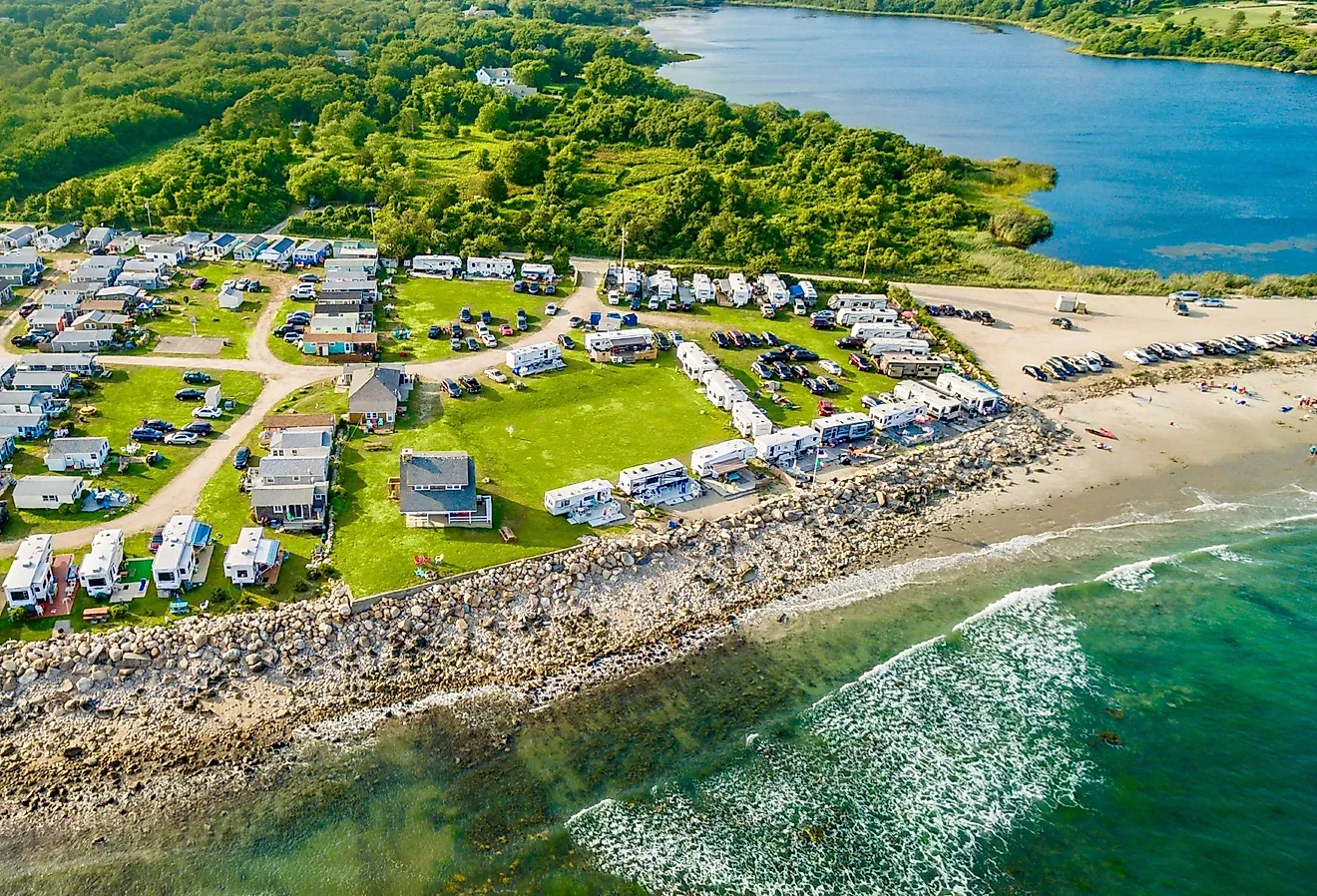 Beachfront campground in Little Compton, Rhode Island.