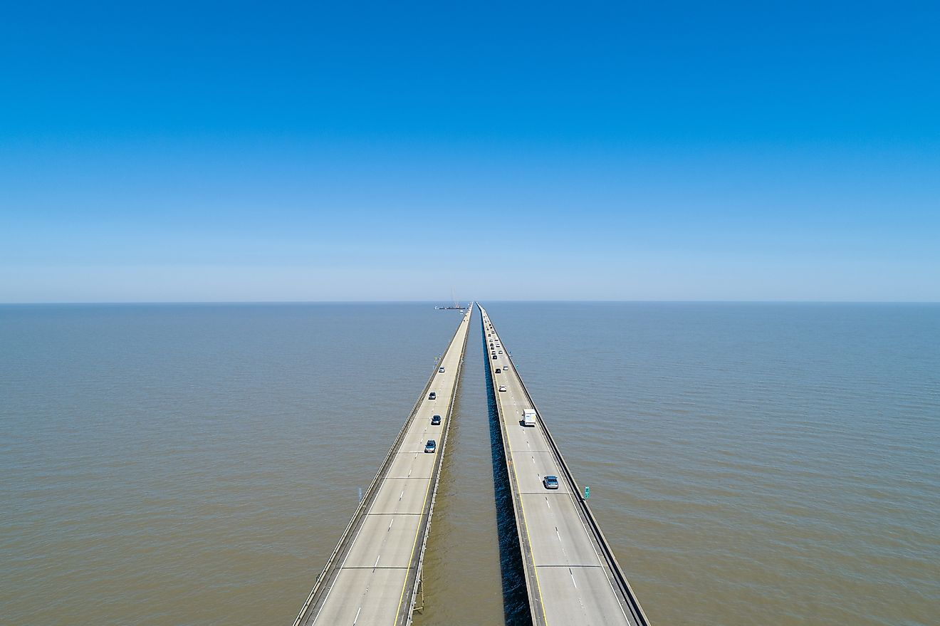 Aerial Drone Photography of the Lake Pontchartrain Causeway.