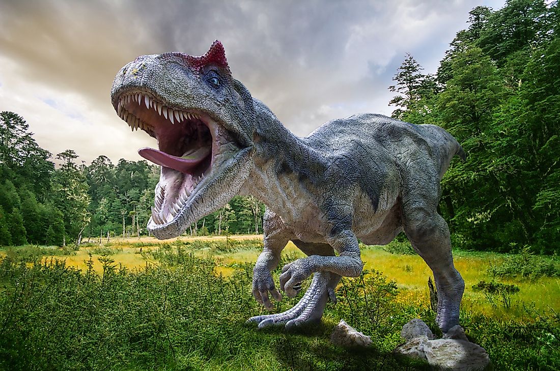 A 3D rendering of a dinosaur. 