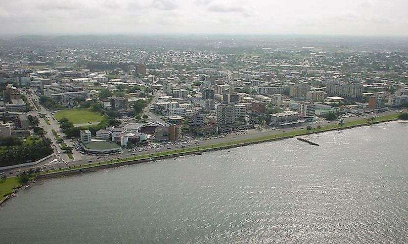 An aerial view of Libreville, the biggest and capital city of Gabon.