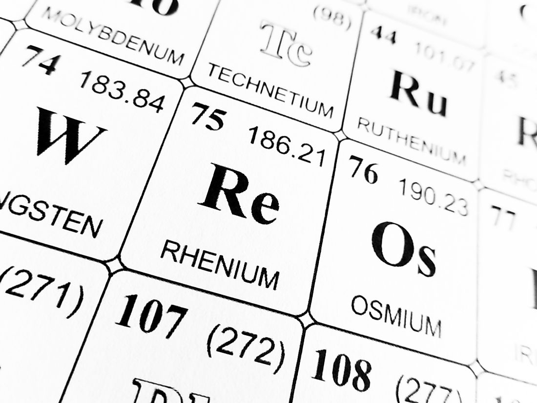 Rhenium is a heavy metal which belongs to the third row of transitional metal in group 7 in the periodic table.