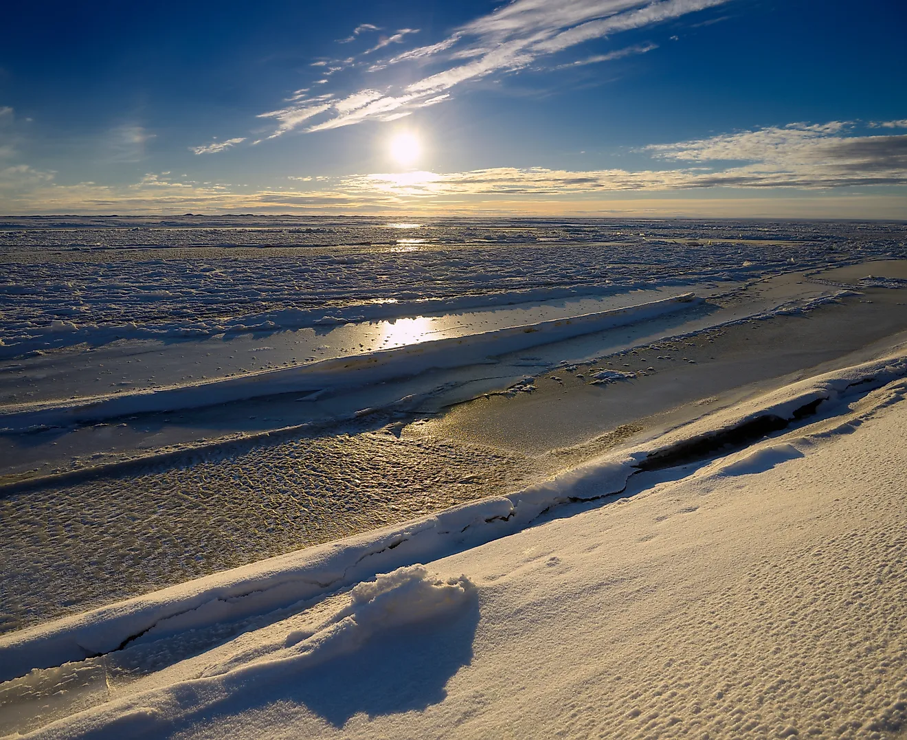 Ice formations at the mouth of Sag river emptying into Prudhoe Bay Beaufort Sea Arctic Ocean