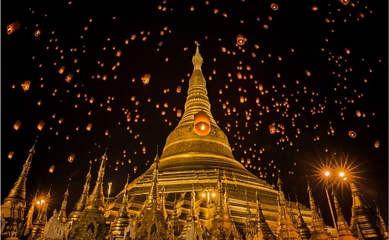 Celebrations in Shwedagon Pagoda in Burma.