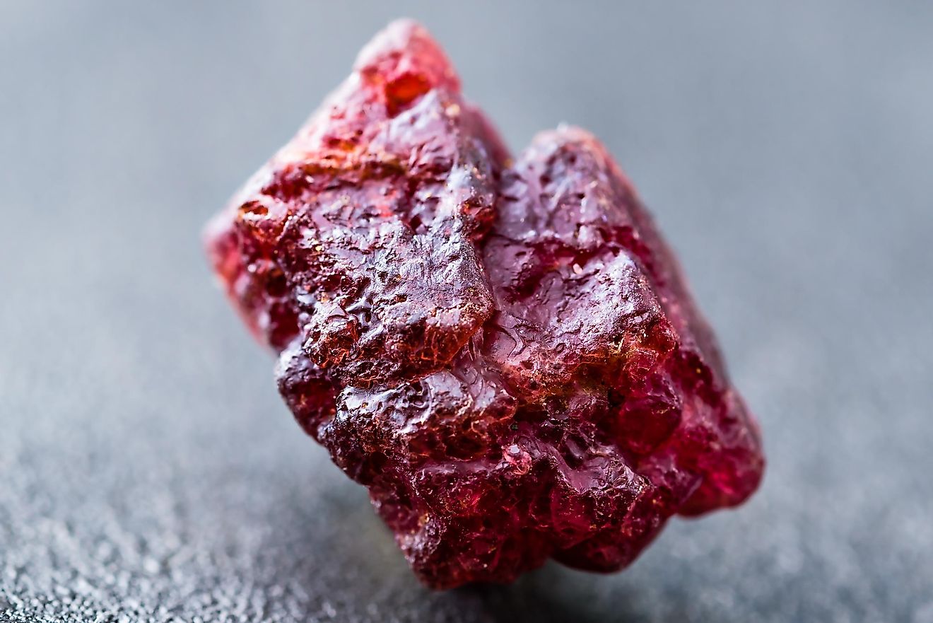 Uncut and rough natural red spinel crystal.